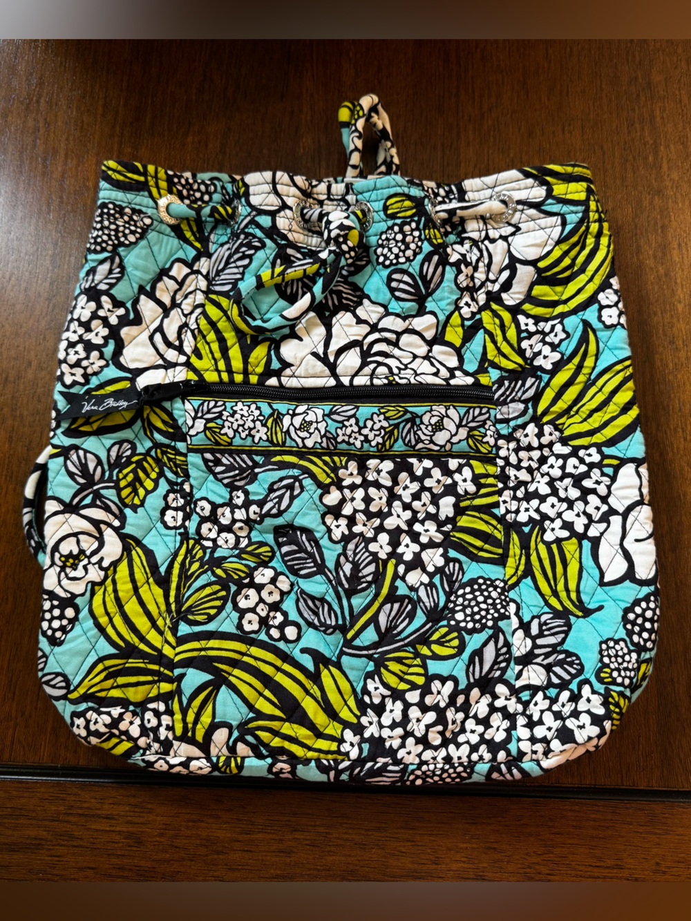 Vera Bradley Island Blooms Drawstring Backpack Retired Floral Quilted